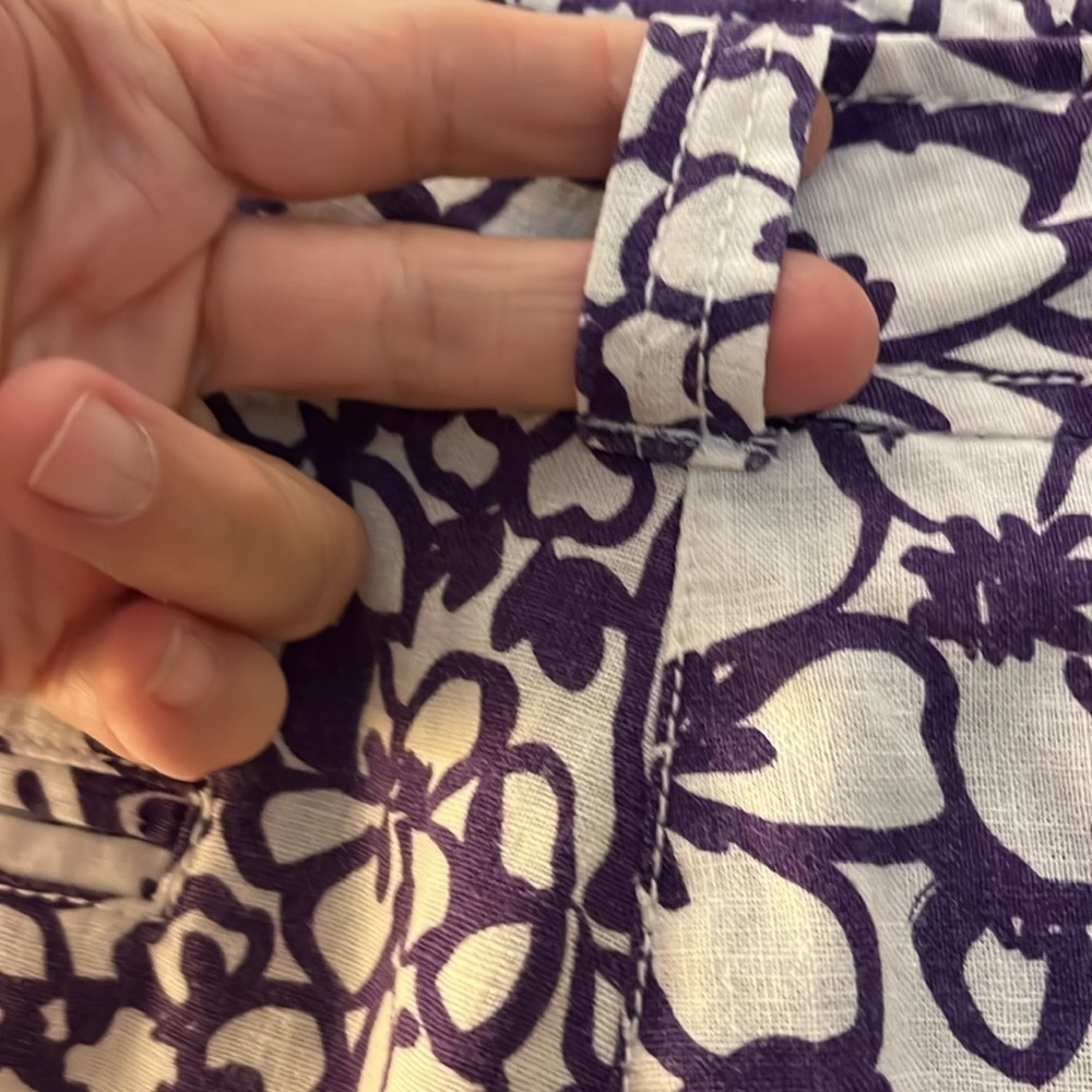 New York & Co. white with purple floral linen blend shorts. Size 12 - Picture 7 of 9